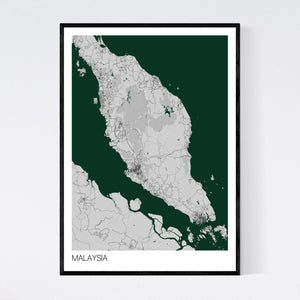 Malaysia Country Map Print