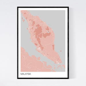 Malaysia Country Map Print