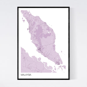 Malaysia Country Map Print
