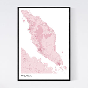 Malaysia Country Map Print