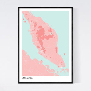 Malaysia Country Map Print