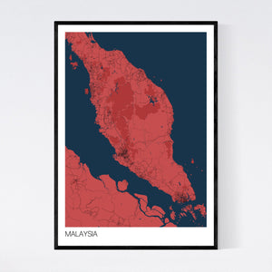Malaysia Country Map Print