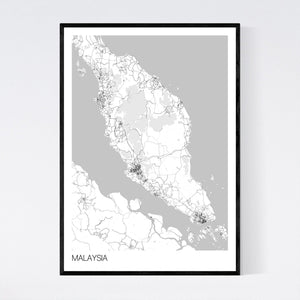 Malaysia Country Map Print