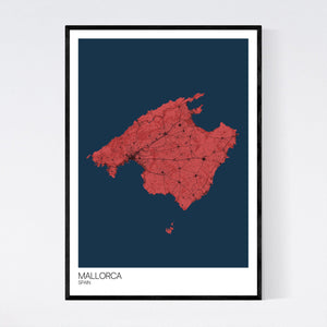 Mallorca Island Map Print