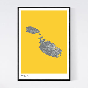 Malta Country Map Print