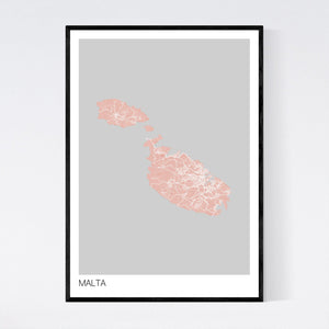 Malta Country Map Print