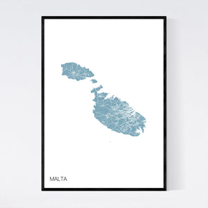 Malta Country Map Print
