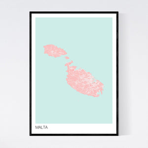 Malta Country Map Print