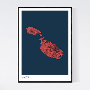 Malta Country Map Print