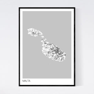 Malta Country Map Print
