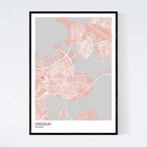 Manama City Map Print
