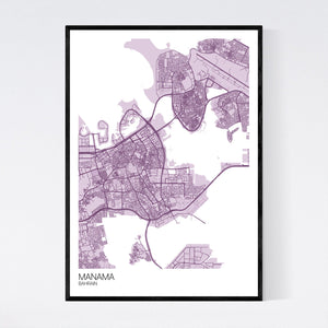 Manama City Map Print