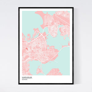 Manama City Map Print