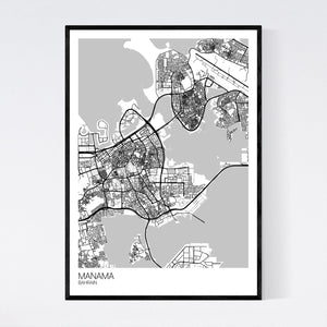 Manama City Map Print