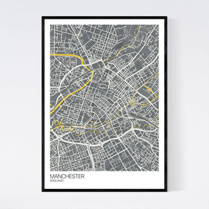 Manchester City Centre City Map Print