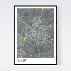 Mansfield City Map Print