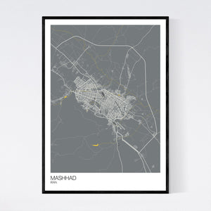 Mashhad City Map Print
