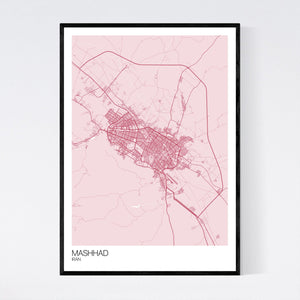 Mashhad City Map Print
