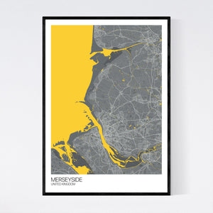 Merseyside Region Map Print
