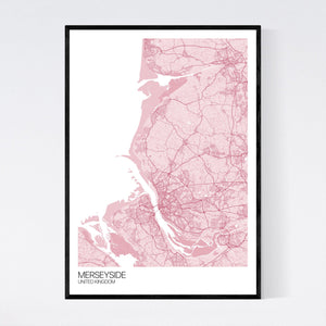 Merseyside Region Map Print
