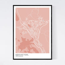 Load image into Gallery viewer, Merthyr Tydfil City Map Print
