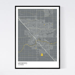 Modesto City Map Print