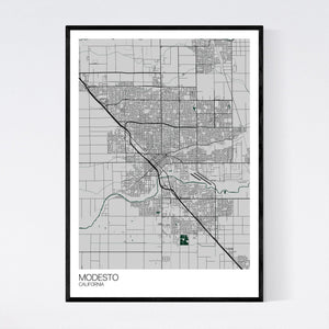 Modesto City Map Print