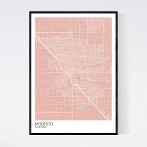 Modesto City Map Print