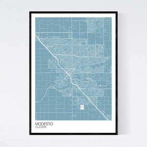 Modesto City Map Print
