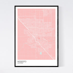 Modesto City Map Print