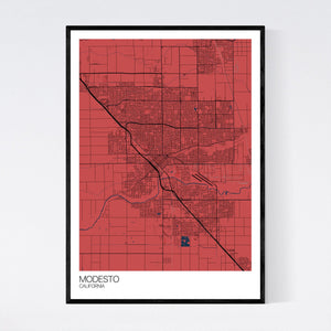 Modesto City Map Print