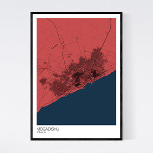 Mogadishu City Map Print