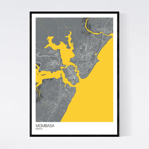 Mombasa City Map Print
