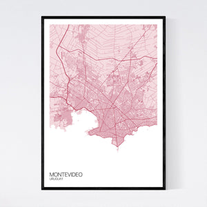 Map of Montevideo, Uruguay