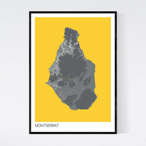 Montserrat Island Map Print