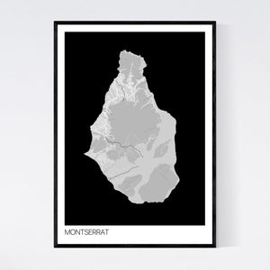 Montserrat Island Map Print