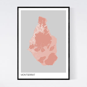 Montserrat Island Map Print