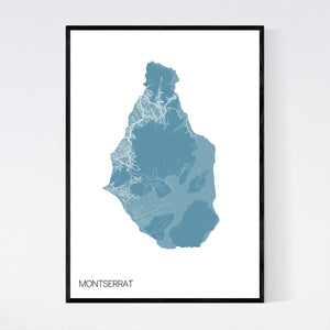 Montserrat Island Map Print