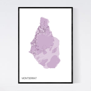 Montserrat Island Map Print