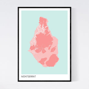 Montserrat Island Map Print