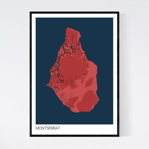 Montserrat Island Map Print