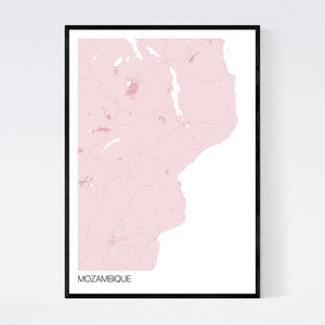 Mozambique Country Map Print