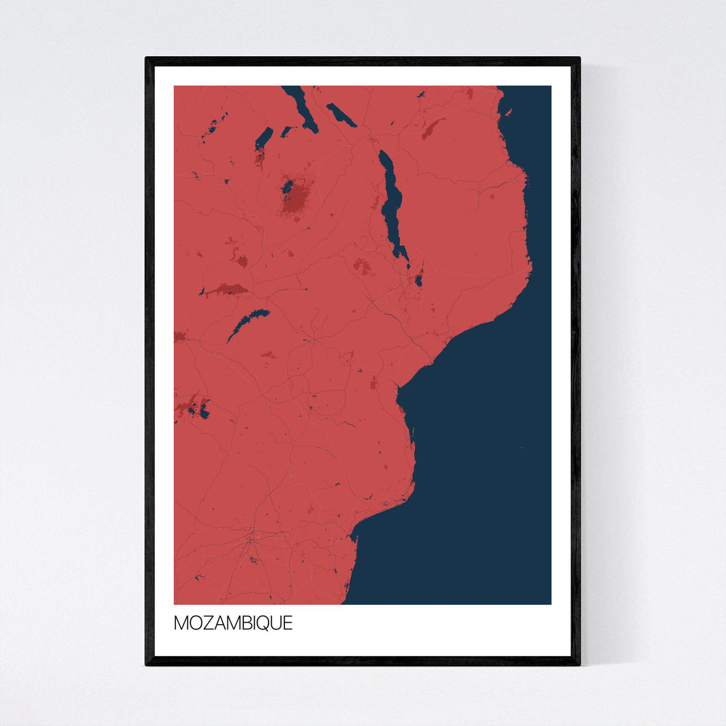 Mozambique Country Map Print