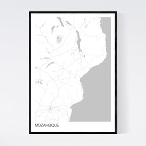 Mozambique Country Map Print