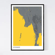 Load image into Gallery viewer, Myanmar Country Map Print