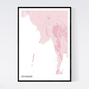 Myanmar Country Map Print