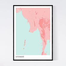 Load image into Gallery viewer, Myanmar Country Map Print