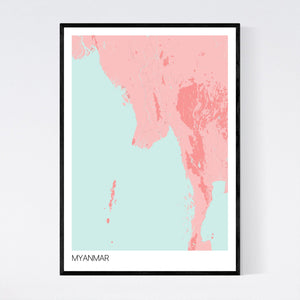 Myanmar Country Map Print