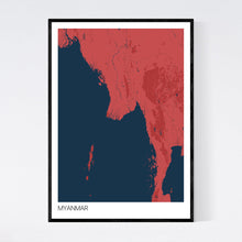 Load image into Gallery viewer, Myanmar Country Map Print