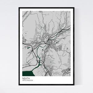 Neath City Map Print